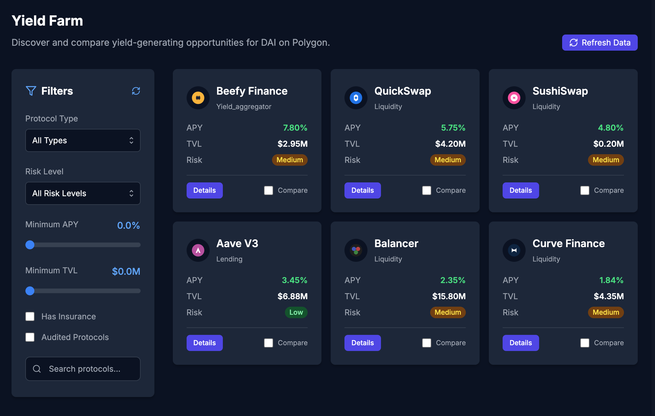 Yield Farming Educational Dashboard